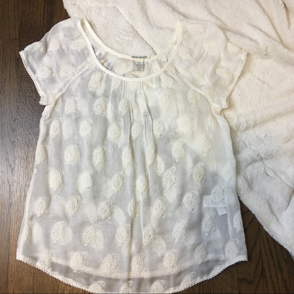 Lucky Brand - Size Small Sheer Embroidered Tunic